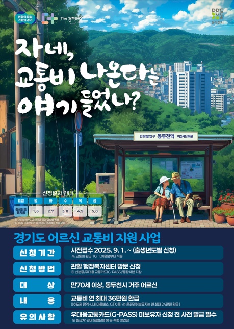 ▲경기도 어르신 교통비 지원 사업 신청 안내 포스터. (경기도)