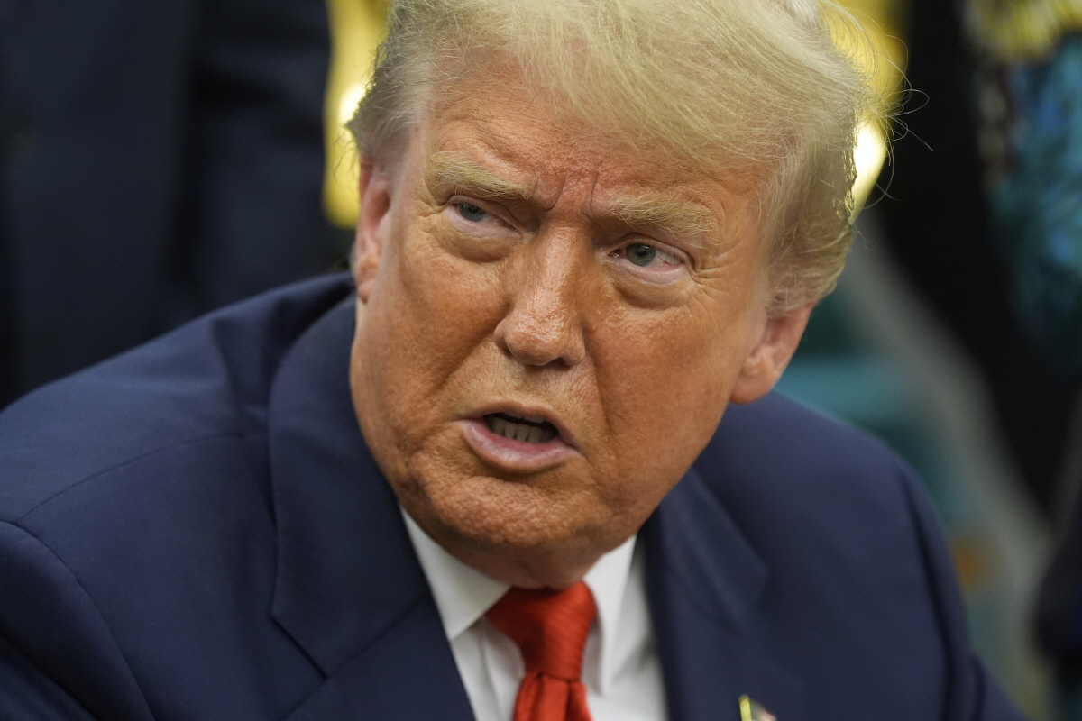 ▲도널드 트럼프 미국 대통령이 6월 27일(현지시간) 미국 워싱턴D.C.에서 기자회견을 하고 있다. 워싱턴D.C./AP연합뉴스