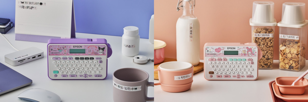 ▲한국엡손이 산리오코리아와 손잡고 쿠로미와 마이멜로디를 패키지 디자인에 적용한 라벨프린터 2종을 출시했다. (자료제공=한국엡손)