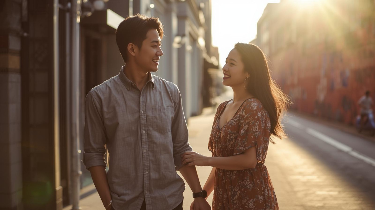 ▲서울 도심 거리에서 한 남녀가 함께 걷고 있으며, 연애의 비용 부담을 겪는 청년 세대의 현실을 보여주고 있다. (출처=AI 이미지)