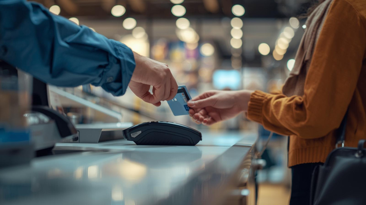 ▲서울의 한 상점에서 직장인 A씨가 신용카드로 결제를 진행하고 있다. (출처=AI 이미지)