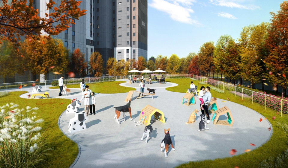 ▲한화 포레나 청주매봉 펫 프렌즈 파크. (사진제공=한화 건설부문)