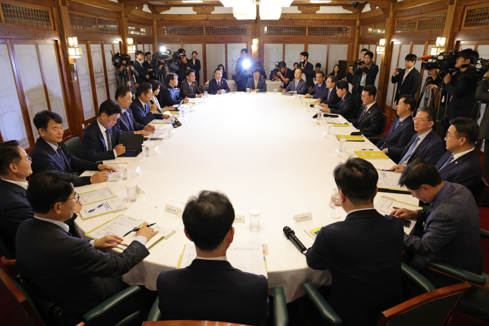 ▲정청래 더불어민주당 대표가 7일 서울 종로구 국무총리 서울공관에서 열린 고위당정협의회에서 발언을 하고 있다. 사진=조현호 기자 hyunho@