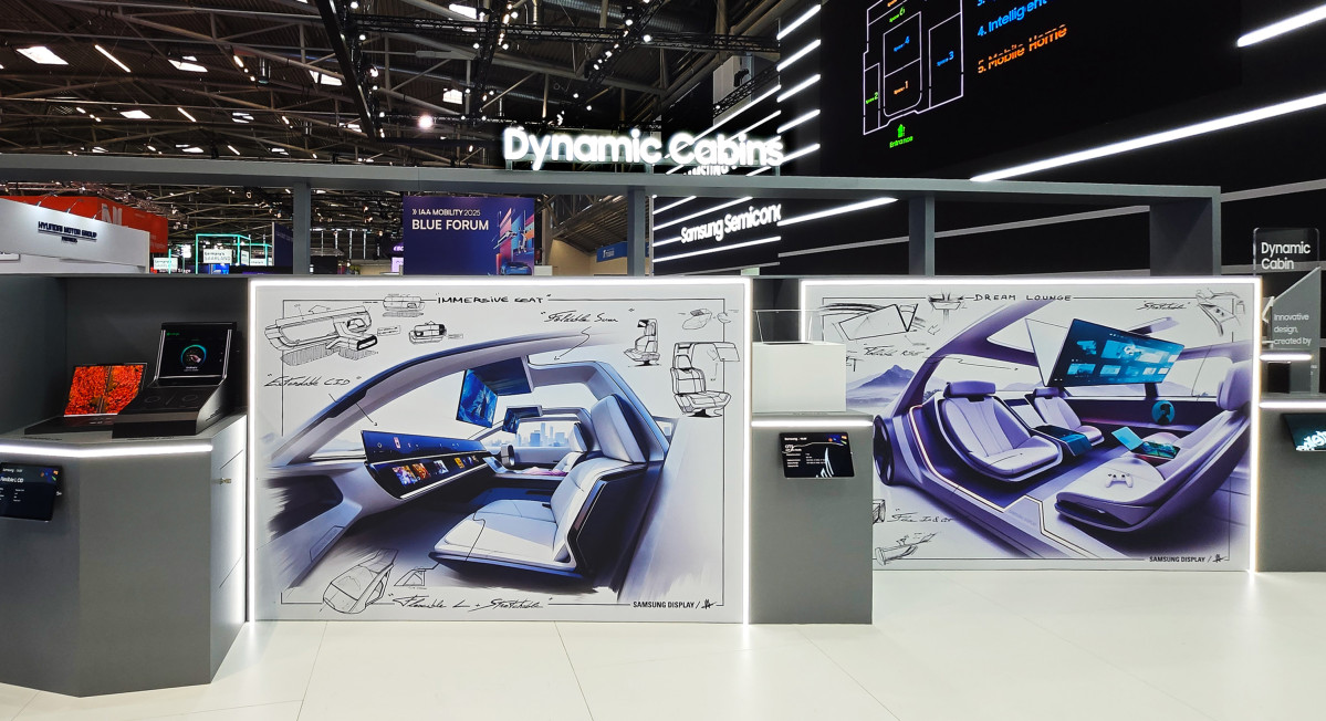 ▲삼성디스플레이가 'IAA 모빌리티 2025'에서 유명 자동차 디자이너 알방 르하이에와 협업해 선보인 미래 자율 주행차 인테리어 디자인 (사진제공=삼성디스플레이)