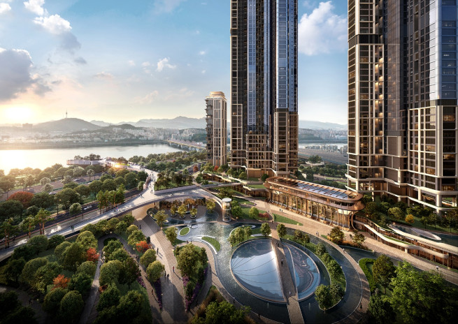 ▲압구정2구역 중앙광장 (사진제공=현대건설)