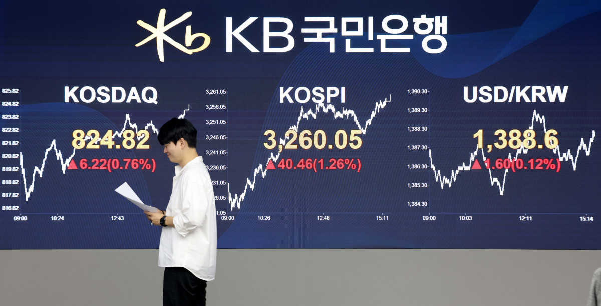 ▲9일 서울 여의도 KB국민은행 스마트딜링룸 모니터에 코스피 종가가 표시되고 있다. 신태현 기자 holjjak@