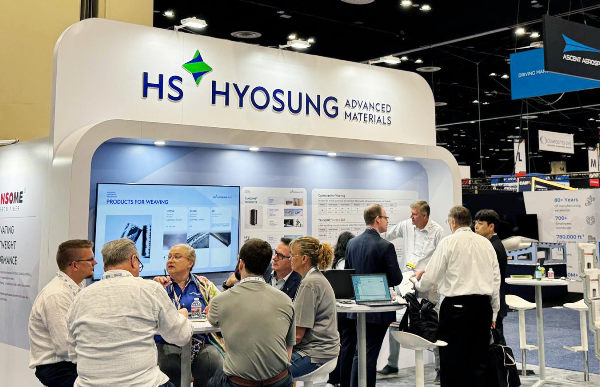 ▲미국 플로리다에서 열리는 CAMX 2025의 HS효성첨단소재 부스 모습. (HS효성첨단소재)