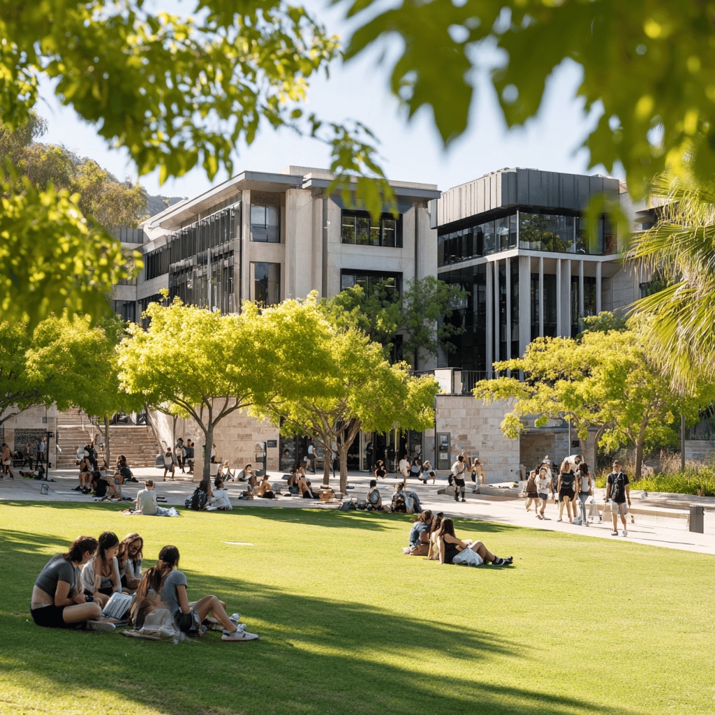 ▲대학교 교정의 모습. (강문정 기자·미드저니)