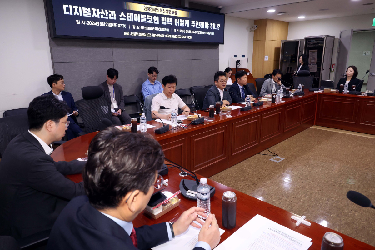 ▲민병덕 더불어민주당 의원은 지난달 21일 오전 서울 여의도 국회에서 ‘민생경제와 혁신성장 포럼-디지털자산과 스테이블코인 정책, 어떻게 추진해야 하나?’ 세미나를 개최하는 등 국회 차원의 법·제도화 논의가 활발히 이뤄지고 있다. 그에 발맞춰 카드사들도 6차례 태스크포스(TF) 회의를 통해 스테이블코인 시장 진출을 위한 로드맵을 마련했다. (사진=뉴시스)