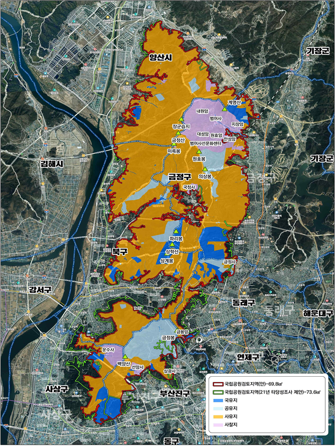 ▲금정산 국립공원 경계도 (사진제공=부산시청 )