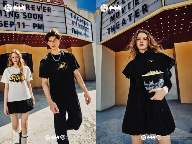 ▲코오롱FnC의 스트리트 골프 브랜드 ‘골든베어’와 배트맨 협업 컬렉션 화보. (사진제공=코오롱FnC)