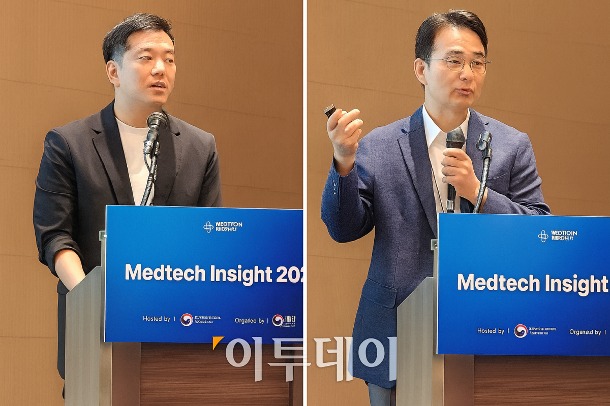 ▲박승균 루닛 최고제품책임자(왼쪽)와 박창민 서울대병원 영상의학과 교수가 발표하고 있다. (이상민 기자 imfactor@)