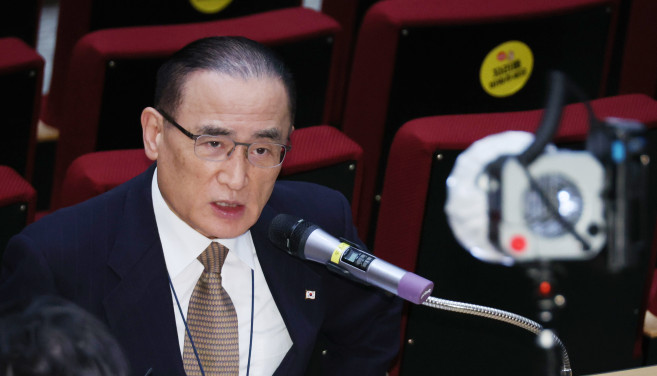 ▲위성락 국가안보실장이 12일 용산 대통령실에서 외교 현안 관련 기자간담회를 하고 있다. (연합뉴스)