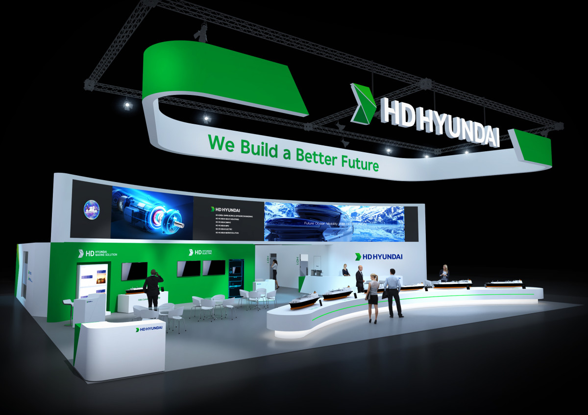 ▲이탈리아 밀라노에서 열린 ‘가스텍 2025’에 마련된 HD현대 부스 조감도.  (HD현대)