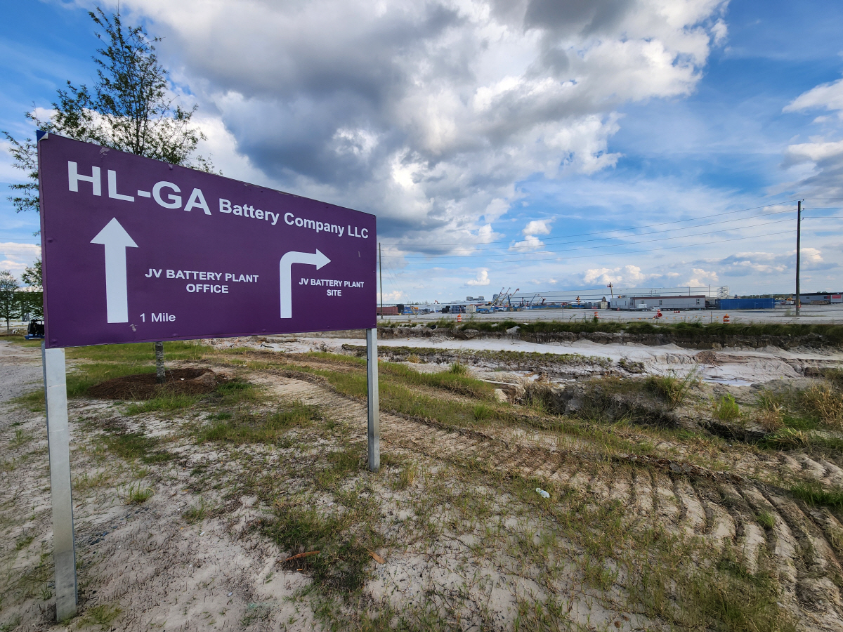 ▲11일(현지시간) 미국 조지아주 브라이언 카운티 엘러벨에 위치한 현대차-LG엔솔 배터리공장 건설 현장이 보인다. 엘러벨(미국)/연합뉴스