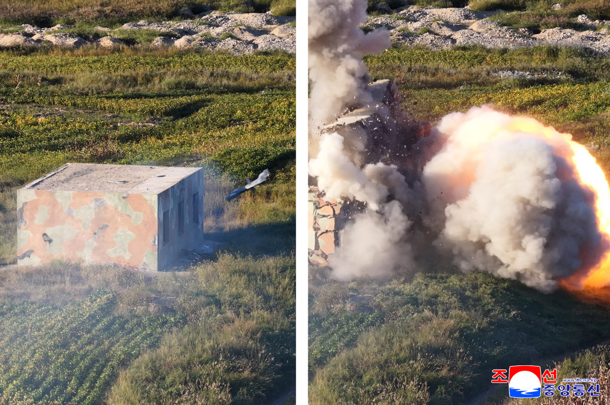 ▲김정은 북한 국무위원장이 지난 18일 무인항공기술연합체 산하 연구소와 기업소들에서 개발 생산하고 있는 무인무장장비들의 성능 시험을 지도했다고 조선중앙통신이 19일 보도했다. (연합뉴스)