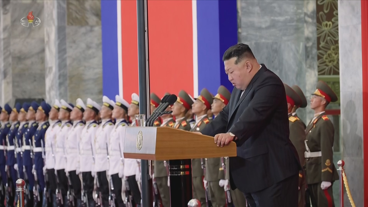 ▲9일 발언하는 김정은 북한 국무위원장 (뉴시스)