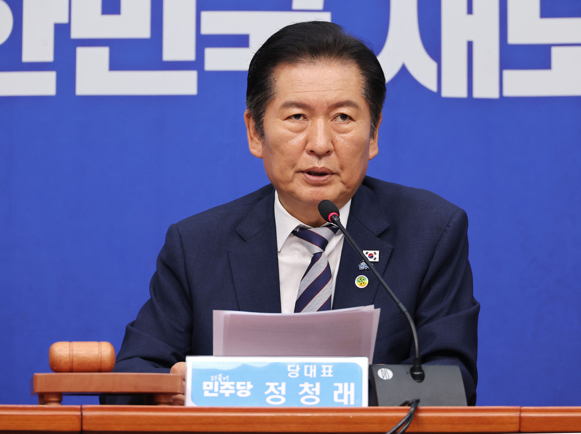 ▲정청래 더불어민주당 대표가 22일 서울 여의도 국회에서 열린 최고위원회에 참석해 발언하고 있다. (연합뉴스)