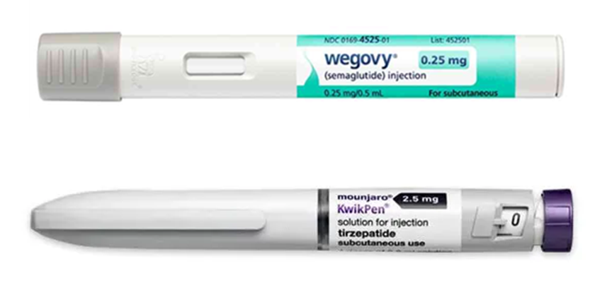 ▲노보노디스크의 위고비(위)와 일라이릴리의 마운자로 (각사)