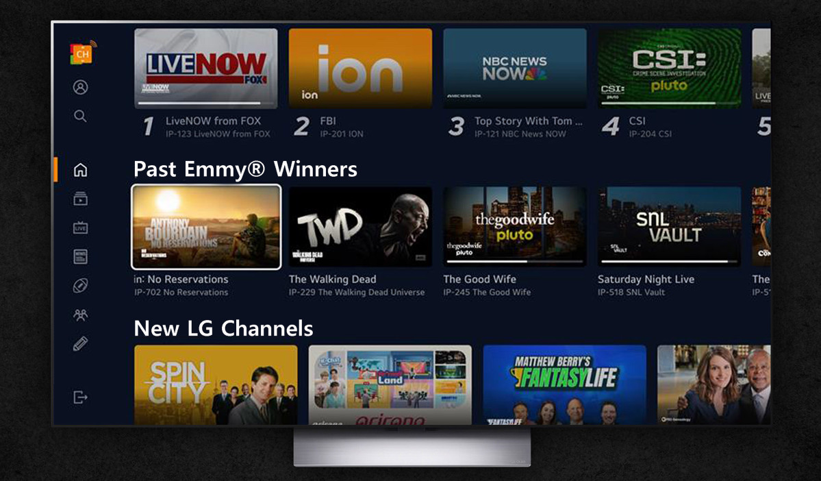 ▲역대 에미상 수상작에 편리하게 접근할 수 있는 전용 배너가 추가된 LG채널 메인 화면. (사진제공-LG전자)
