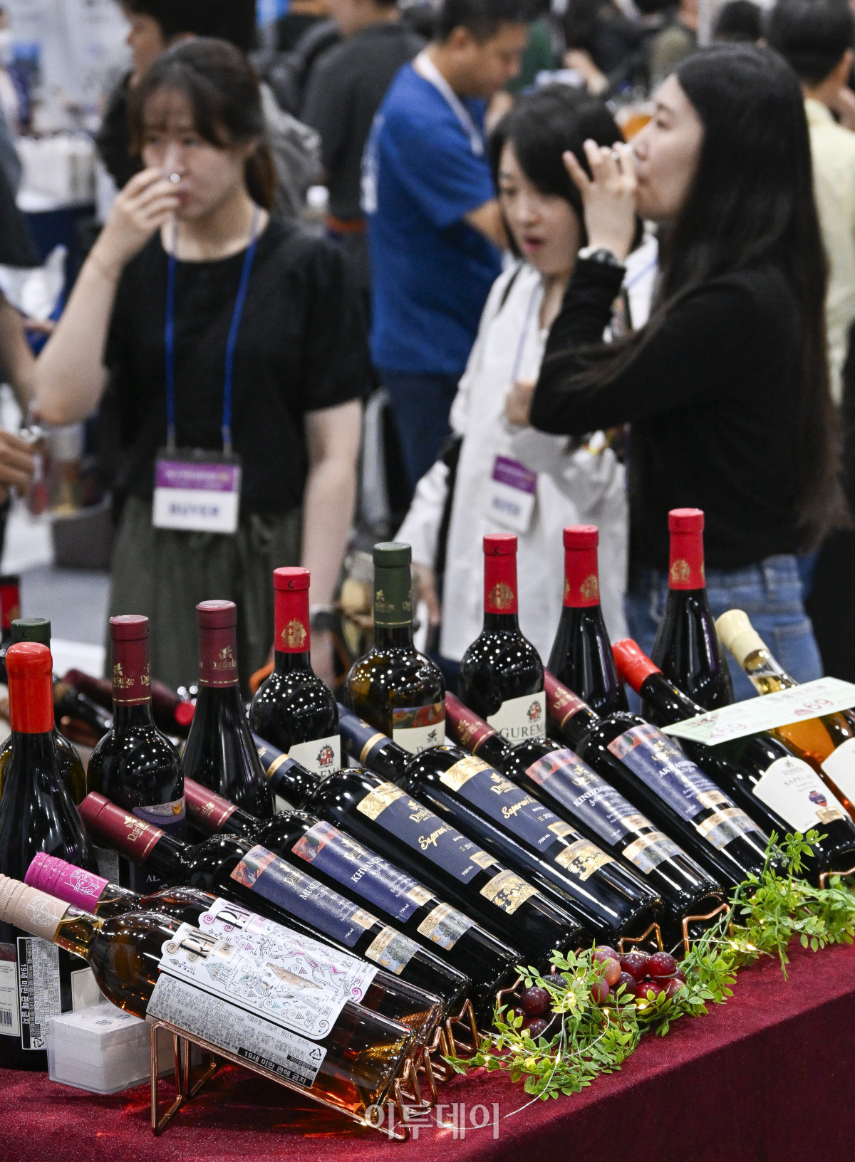 ▲25일 서울 강서구 코엑스마곡에서 열린 2025 서울국제주류&와인박람회 마곡을 찾은 참관객들이 와인 시음을 하고 있다. 하반기 서울 마곡에서 처음 개최되는 서울국제주류&와인박람회 마곡은 국내·외 와인을 비롯해 전통주, 위스키, 맥주 등 다양한 주종 등이 출품하며 약 180개사 220개 부스 규모로 이날부터 27일까지 3일간 열린다. 조현호 기자 hyunho@
