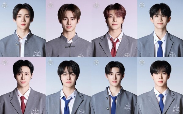 ▲(이상원, 조우안신, 허씬롱, 김건우, 장지아하오, 이리오, 정상현, 김준서. (사진제공=Mnet)