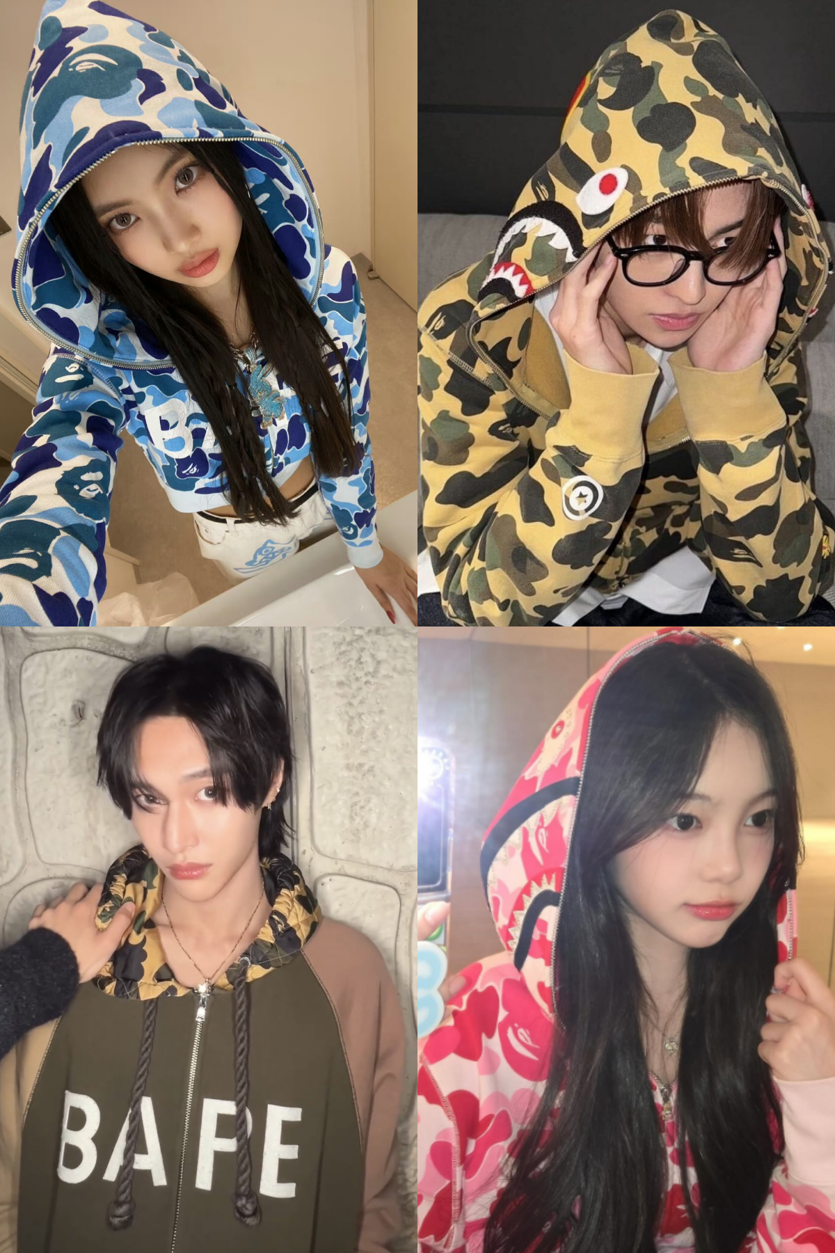 ▲뉴진스 혜인(왼쪽 위부터 시계 방향으로), 투어스 지훈, 하츠투하츠 이안, 라이즈 원빈. (출처=포닝, 각 그룹 공식 인스타그램 캡처)