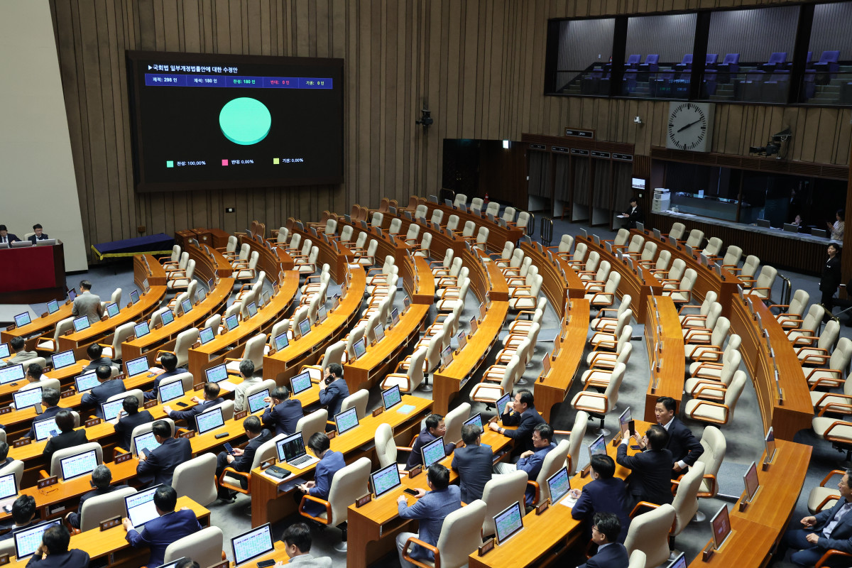 ▲지난달 28일 오후 서울 여의도 국회 본회의에서 국회법 일부개정법률안(위원회안)이 가결되고 있다. (사진=뉴시스)