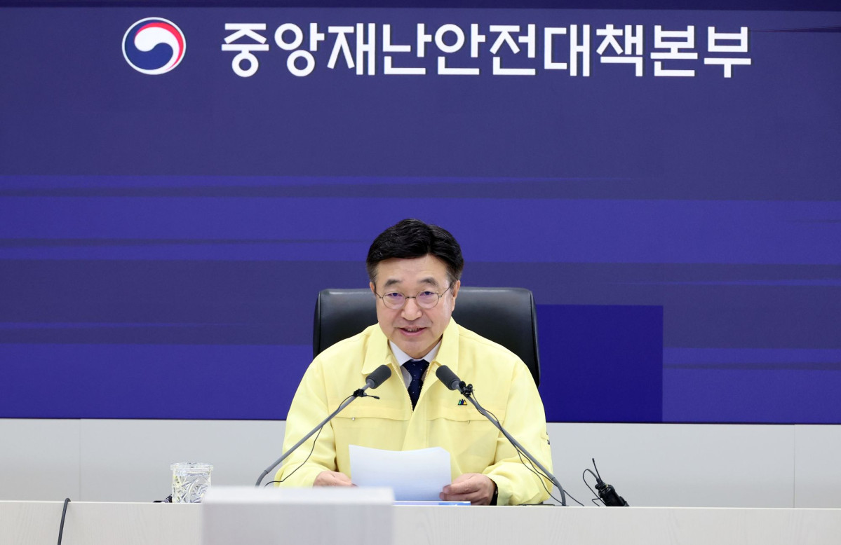 ▲ 윤호중 중앙재난안전대책본부장(행정안전부 장관)이 29일 정부세종청사 중앙재난안전상황실에서 열린 국가정보자원관리원 화재 관련 중대본 회의에서 발언하고 있다. (뉴시스)