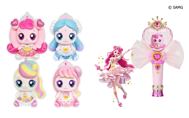 ▲첫 번째 프리오더가 진행된 봉제인형과 하이라이트 키링. 시즌6의 로열티니핑 4종으로 구성됐다. (사진제공=SAMG엔터)