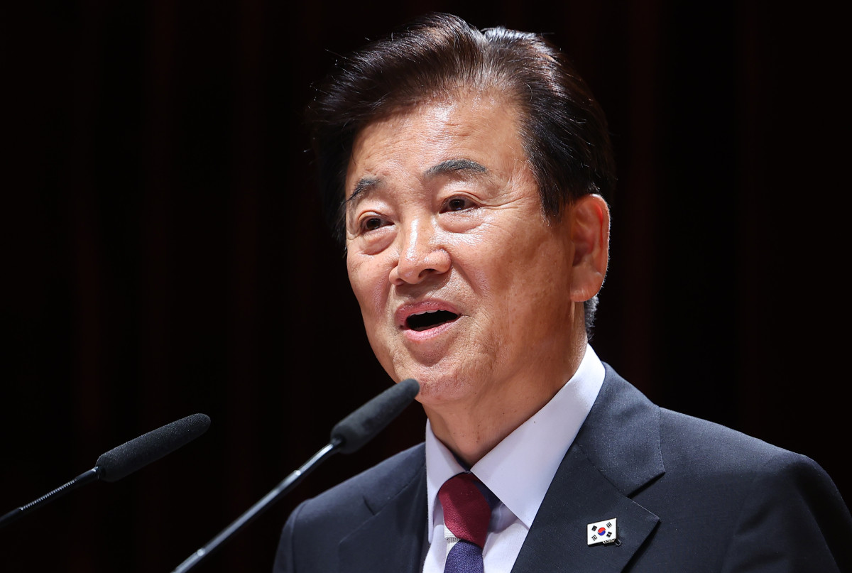 ▲정동영 신임 통일부 장관이 25일 서울 종로구 정부서울청사 별관에서 열린 취임식에서 취임사를 하고 있다. (사진=연합뉴스)