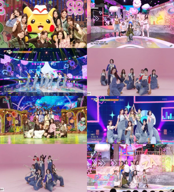 ▲하츠투하츠 'Pretty Please' 무대(사진=각 방송화면 캡처)