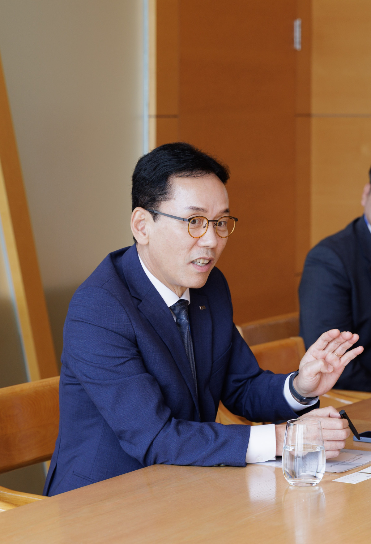 ▲9월 30일 제주도 서귀포시 표선면 해비치 호텔앤드리조트 제주에서 백경훈 제주개발공사 사장이 인터뷰를 진행하고 있다. (사진=제주개발공사)