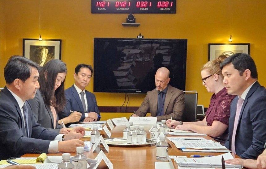 ▲지난달 30일(현지시간) 미국 워싱턴DC에서 미 조지아주 한국인 구금 사태의 재발방지를 위해 '비자 워킹그룹' 첫 회의가 열리고 있다.  (외교부)