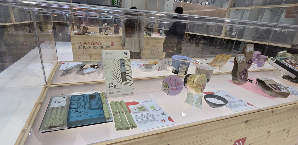▲'아누가 2025' 혁신 제품에 선정돼 '테이스트 이노베이션 쇼'에 전시된 바다숲 감태수연면. (사진=배근미 기자 athena3507@)