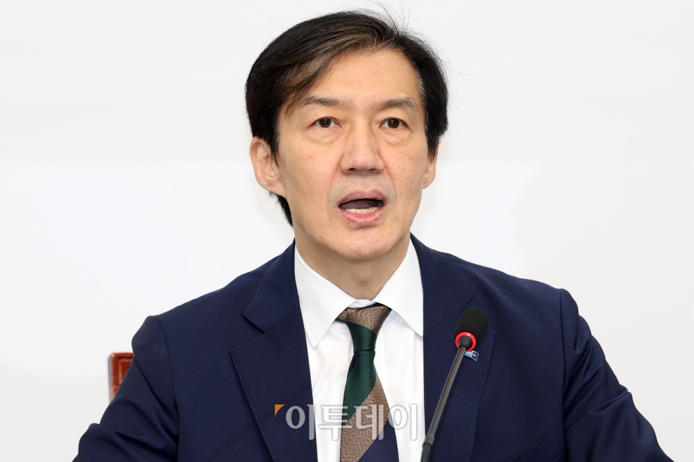 ▲조국 조국혁신당 비상대책위원장이 9일 서울 여의도 국회에서 비대위 기자간담회를 하고 있다. 고이란 기자 photoeran@