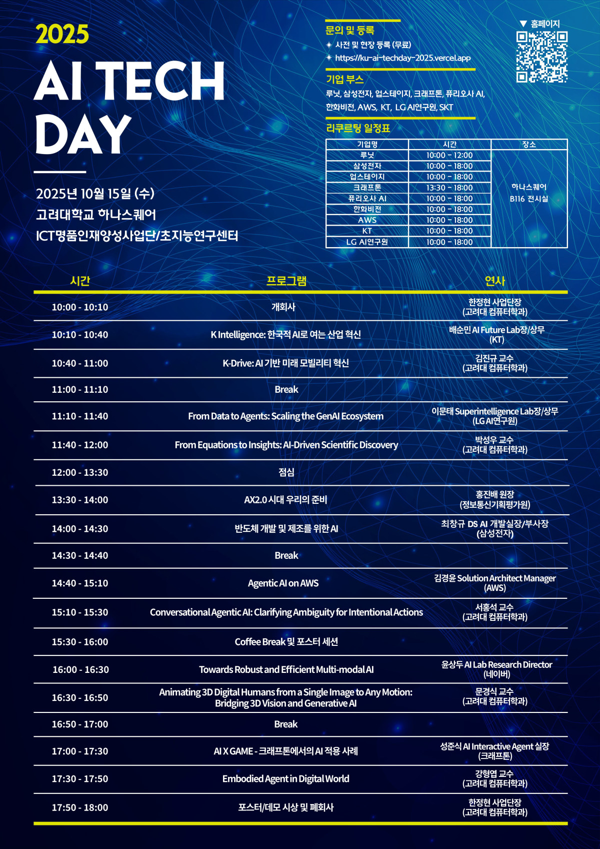 ▲‘AI Tech Day 2025’ 포스터.  (사진=고려대)