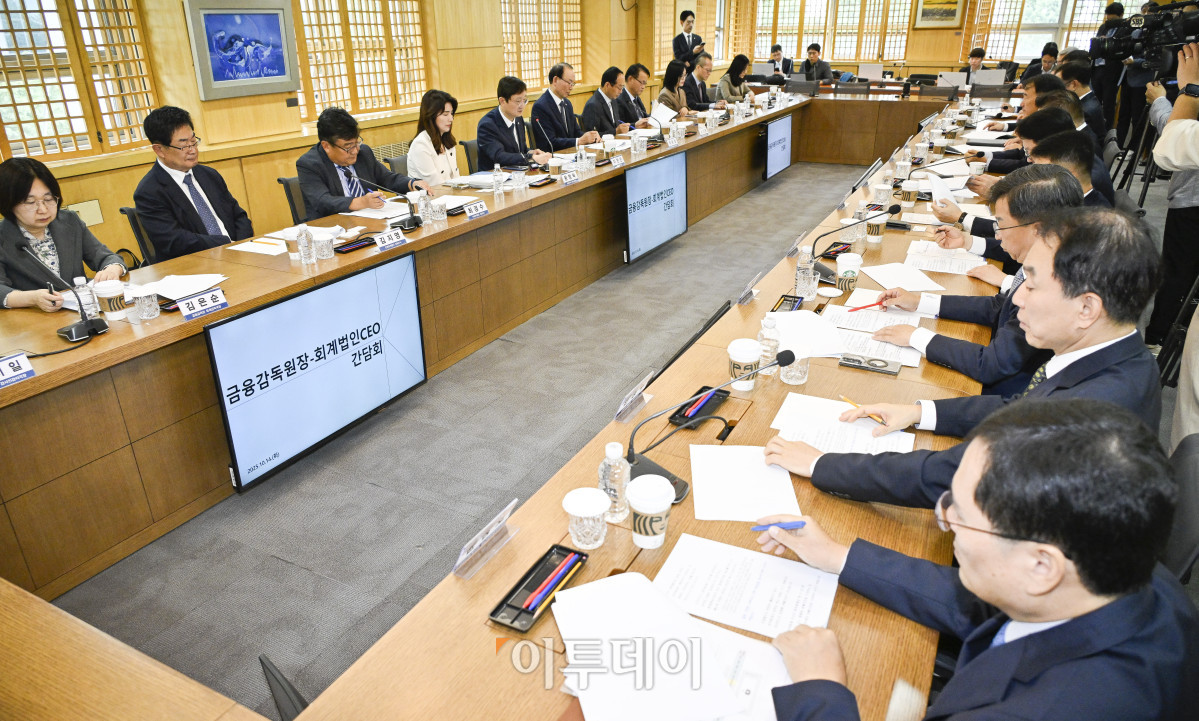 ▲이찬진 금융감독원장이 14일 서울 서대문구 한국공인회계사회에서 열린 금융감독원장-회계법인 CEO 간담회에서 모두발언을 하고 있다. 조현호 기자 hyunho@