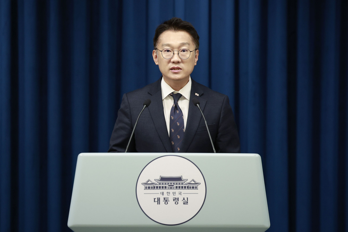 ▲김남준 대변인이 14일 서울 용산 대통령실 청사에서 국무회의 관련 브리핑을 하고 있다. 2025.10.14.  (뉴시스)