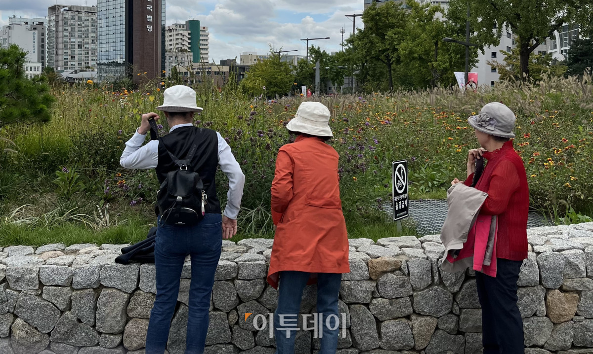 ▲15일 서울 종로구 열린송현 녹지광장을 찾은 시민들이 가을 나들이를 즐기고 있다. 황민주 수습기자 minchu@