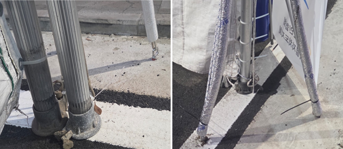 ▲제주시 산지로에 못을 박고 설치된 탐라문화제 부스. (사진제공=제주도의회 박두화 의원)