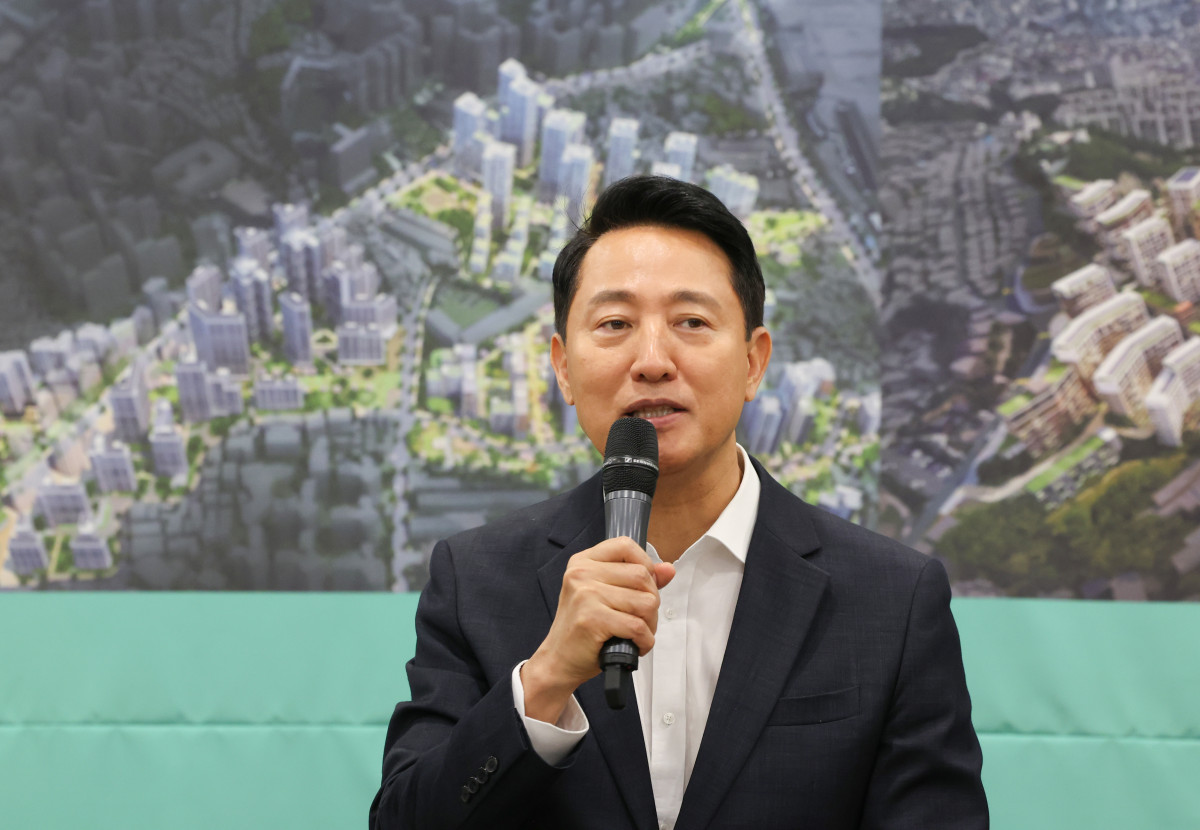 ▲오세훈 서울시장이 16일 서울시청에서 열린 정비사업 연합회 간담회에서 발언하고 있다. (연합뉴스)