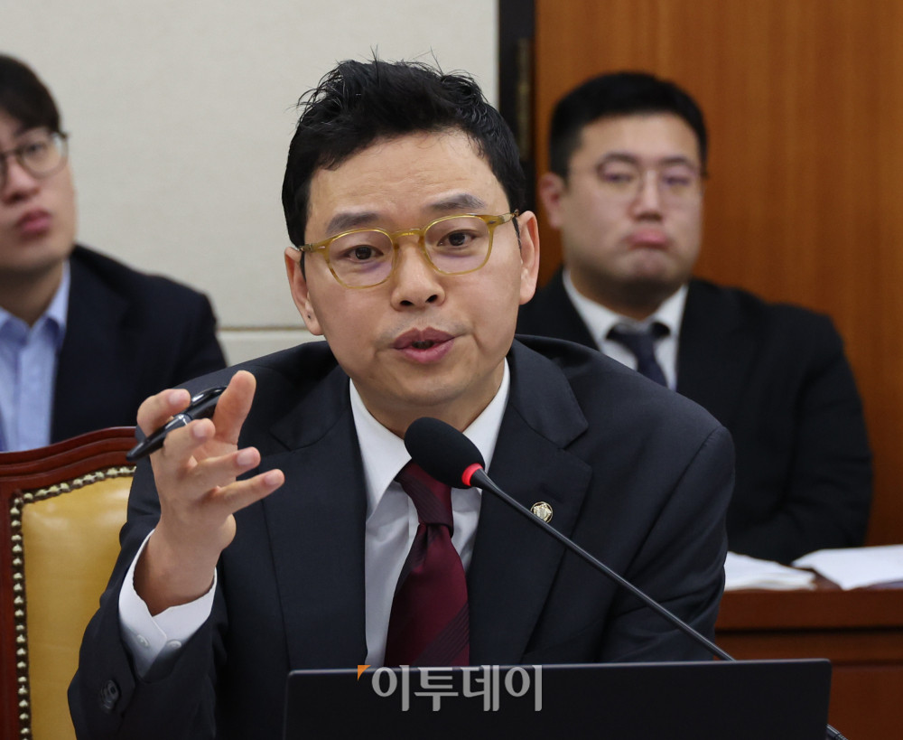 ▲박정훈 국민의힘 의원이 16일 서울 여의도 국회에서 열린 과학기술정보방송통신위원회 국정감사에서 발언을 하고 있다. 고이란 기자 photoeran@