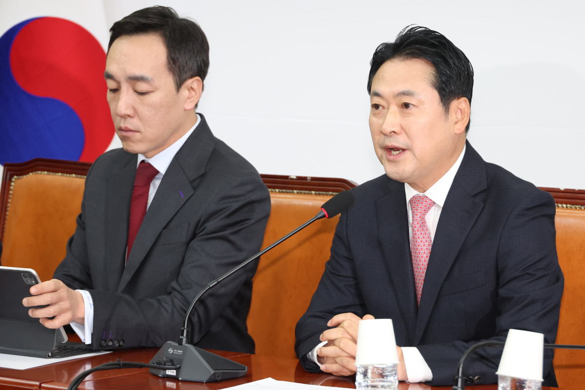 ▲국민의힘 장동혁 대표가 20일 서울 여의도 국회에서 열린 최고위원회의에서 발언하고 있다. 2025.10.20 (연합뉴스)