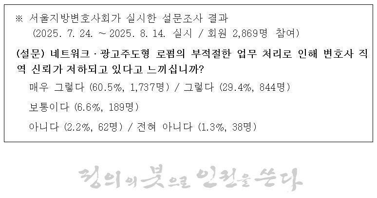 ▲ [성명서] 공정거래위원회는 변호사 단체의 사무에 대한 개입을 중단하라. (자료 제공 = 서울지방변호사회)