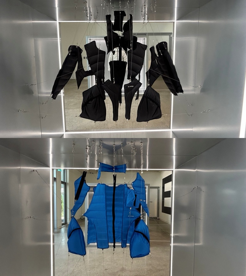 ▲헬리녹스 웨어 '에디션1' 상품의 모듈화를 시각화한 전시. (사진=연희진 기자)