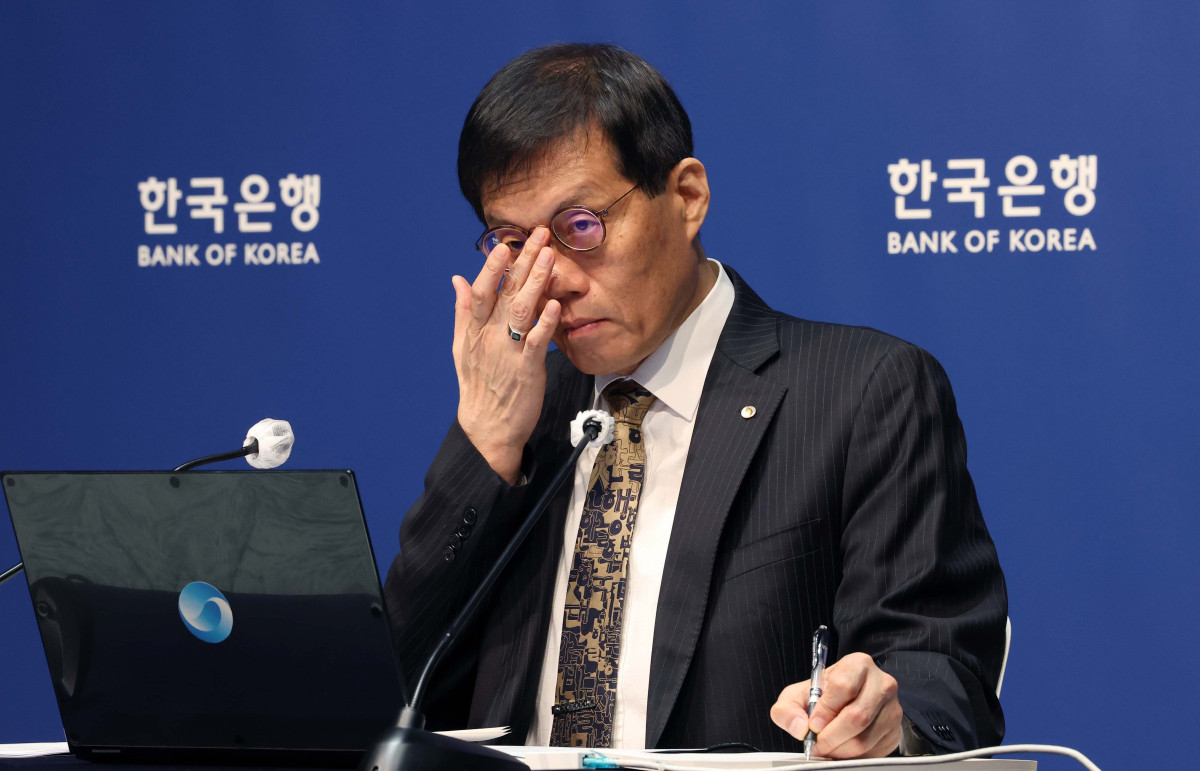 ▲이창용 한국은행 총재가 23일 서울 중구 한국은행에서 금융통화위원회 기준금리 결정에 관한 기자간담회를 갖고 있다. 사진공동취재단