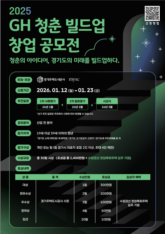 ▲경기주택도시공사(GH) 청년 창업 활성화를 위한 ‘2025 GH 청춘 빌드업 창업 공모전’ (GH)