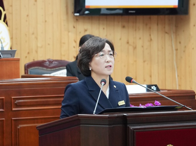 ▲유경숙 전남 강진군의원의 발언 모습. (사진제공=강진군의회)