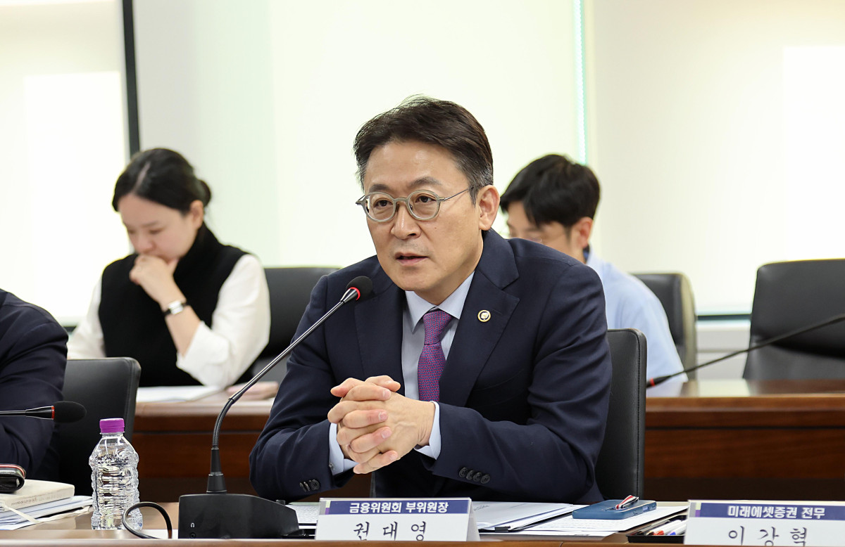 ▲권대영 금융위원회 부위원장이 28일 오후 서울 종로구 정부서울청사에서 KB·신한·하나·우리·농협·BNK·iM·JB·메리츠·한국투자 금융지주 및 미래에셋 증권, 키움 증권, 삼성화재, 한화생명, 교보생명의 생산적 금융 담당 임원 등과 함께 개최한 '금융업권 생산적 금융 소통회의'에서 생산적 금융 추진 계획에 대해 논의했다. (사진제공=금융위원회)